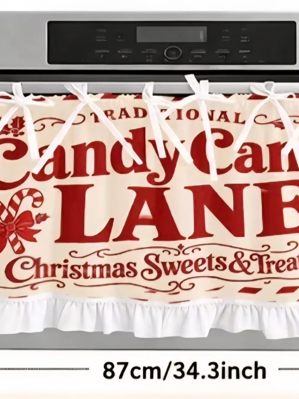 Candy Cane Lane Red and Cream Oven Door Apron